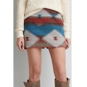 AMERICAN EAGLE Aztec Southwestern Print Wool Blend Mini Skirt Sz. 0